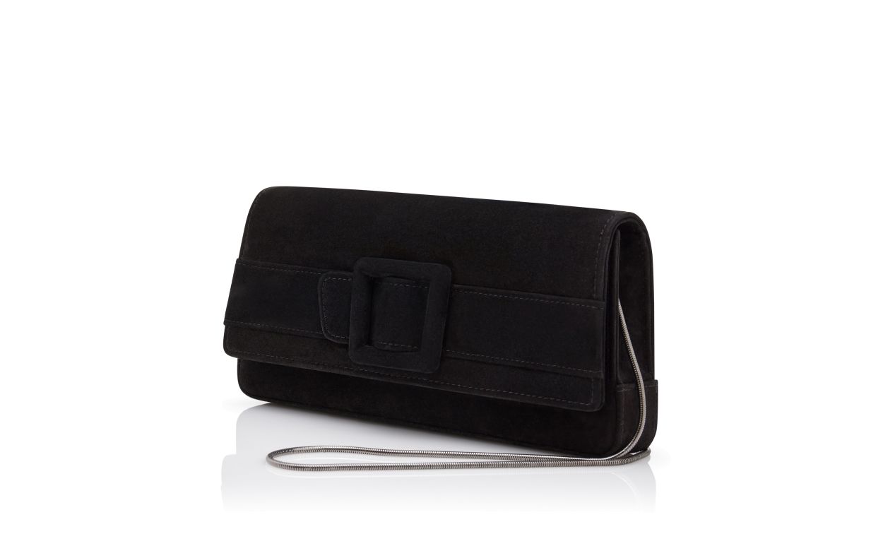 Schwarze Wildleder-Schnallen-Clutch