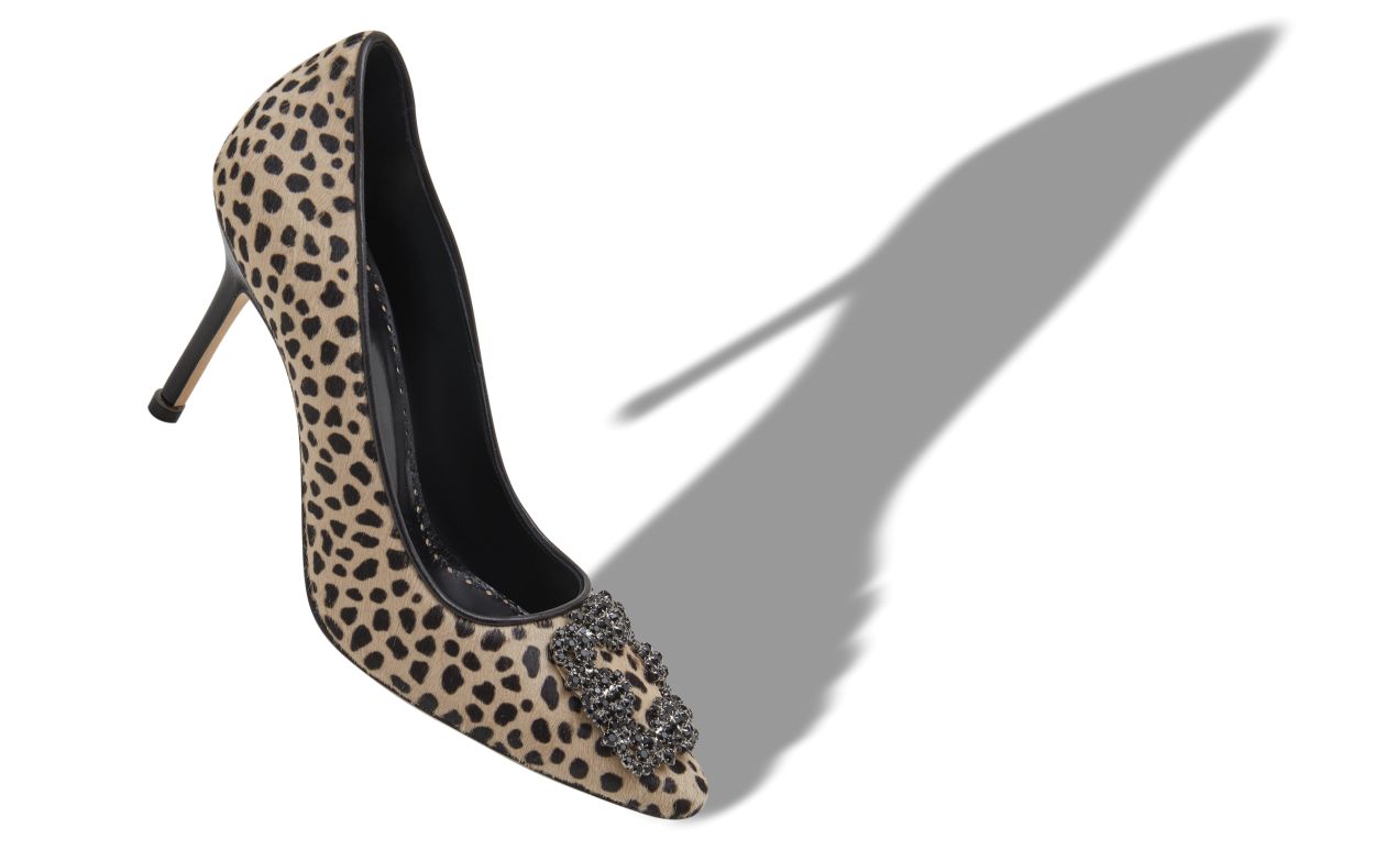 Tierprint-Kalbsleder-Steppen-Schmuck-Schnalle-Pumps