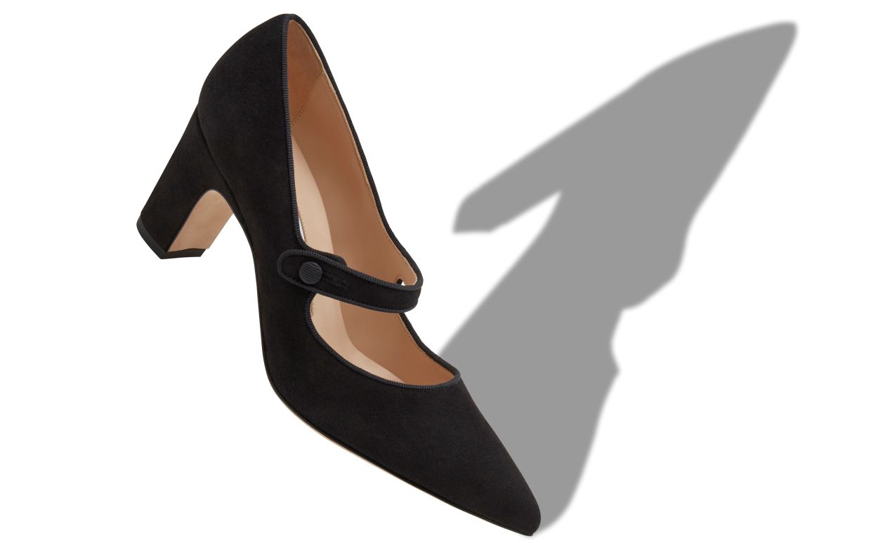 Schwarze Wildleder Mary-Jane-Pumps