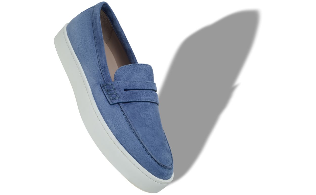 Blaue Suede Slip-On Loafers