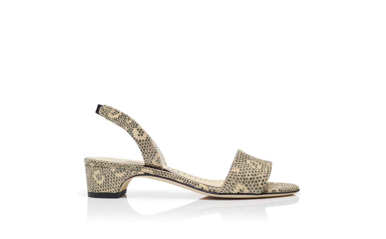 Lizard-Print-Kalbleder-Slingback-Sandalen