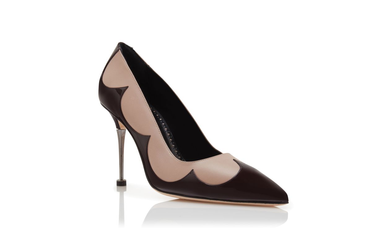 Leichte Beige und Dunkelbraune Leder-Pumps