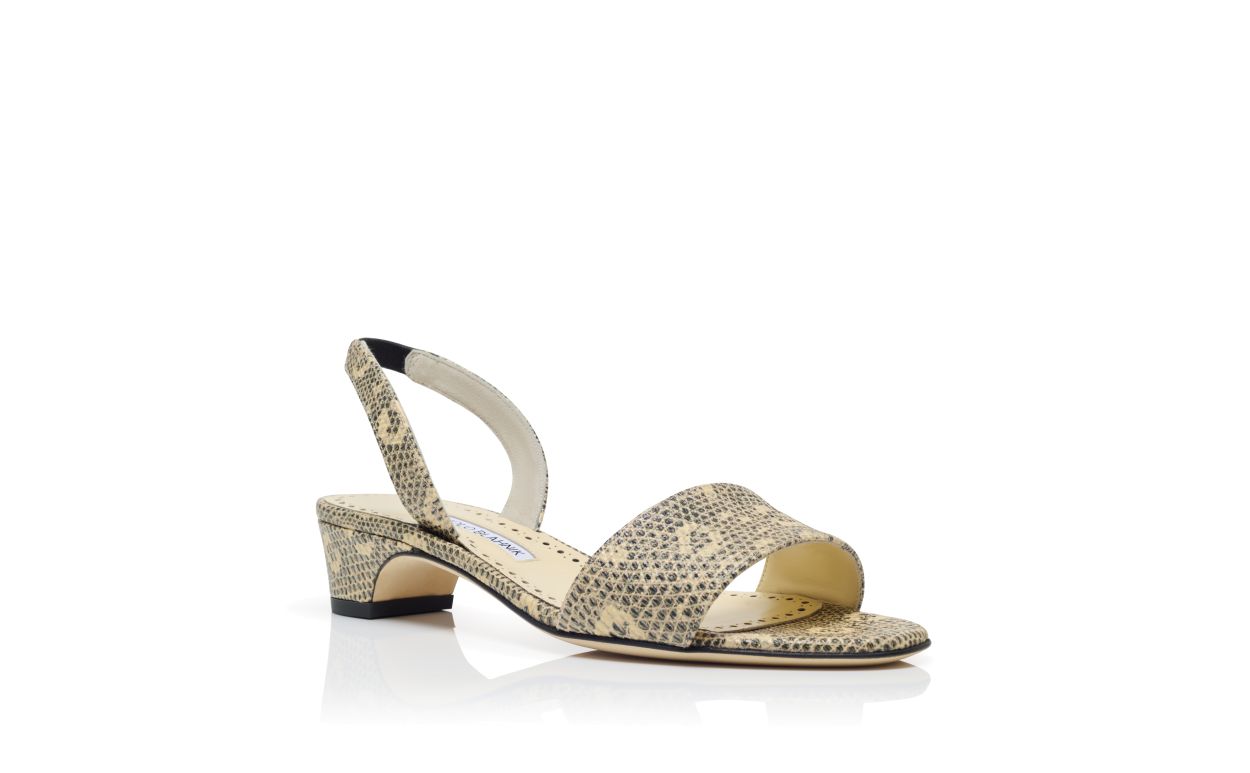 Lizard-Print-Kalbleder-Slingback-Sandalen