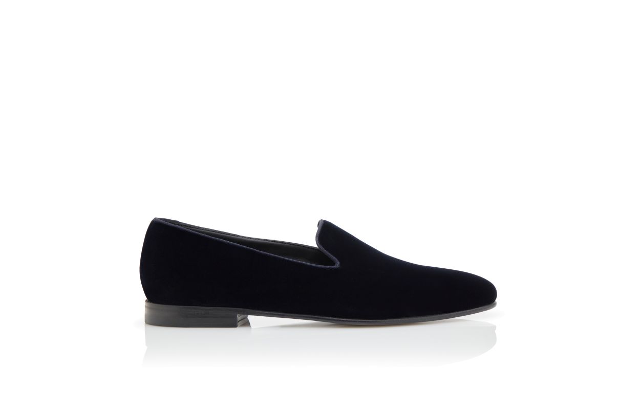 Marineblau-samtene Loafers