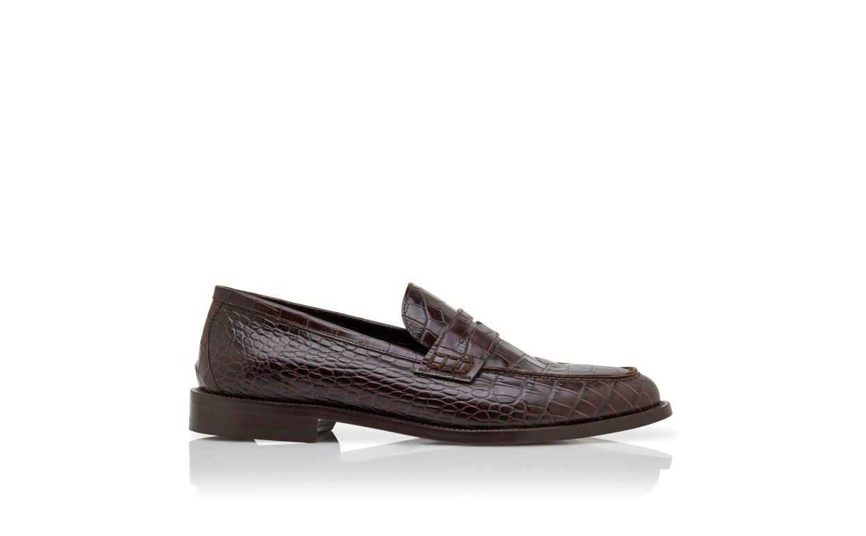 Dunkelbraune Kalbsleder-Penny-Loafers