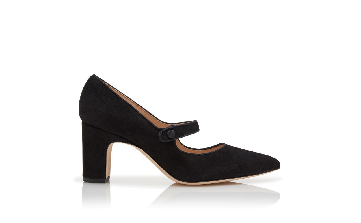 Schwarze Wildleder Mary-Jane-Pumps