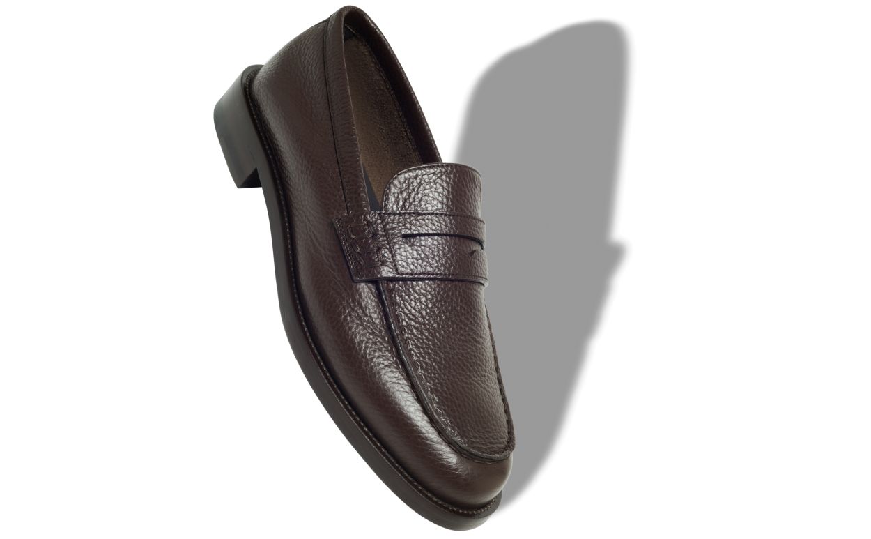 Dunkelbraune Kalbsleder Penny Loafers