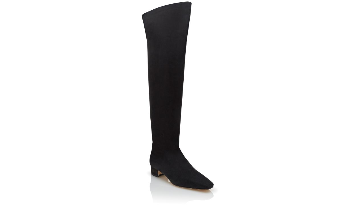 Schwarze Wildleder-Stiefel bis zum Knie