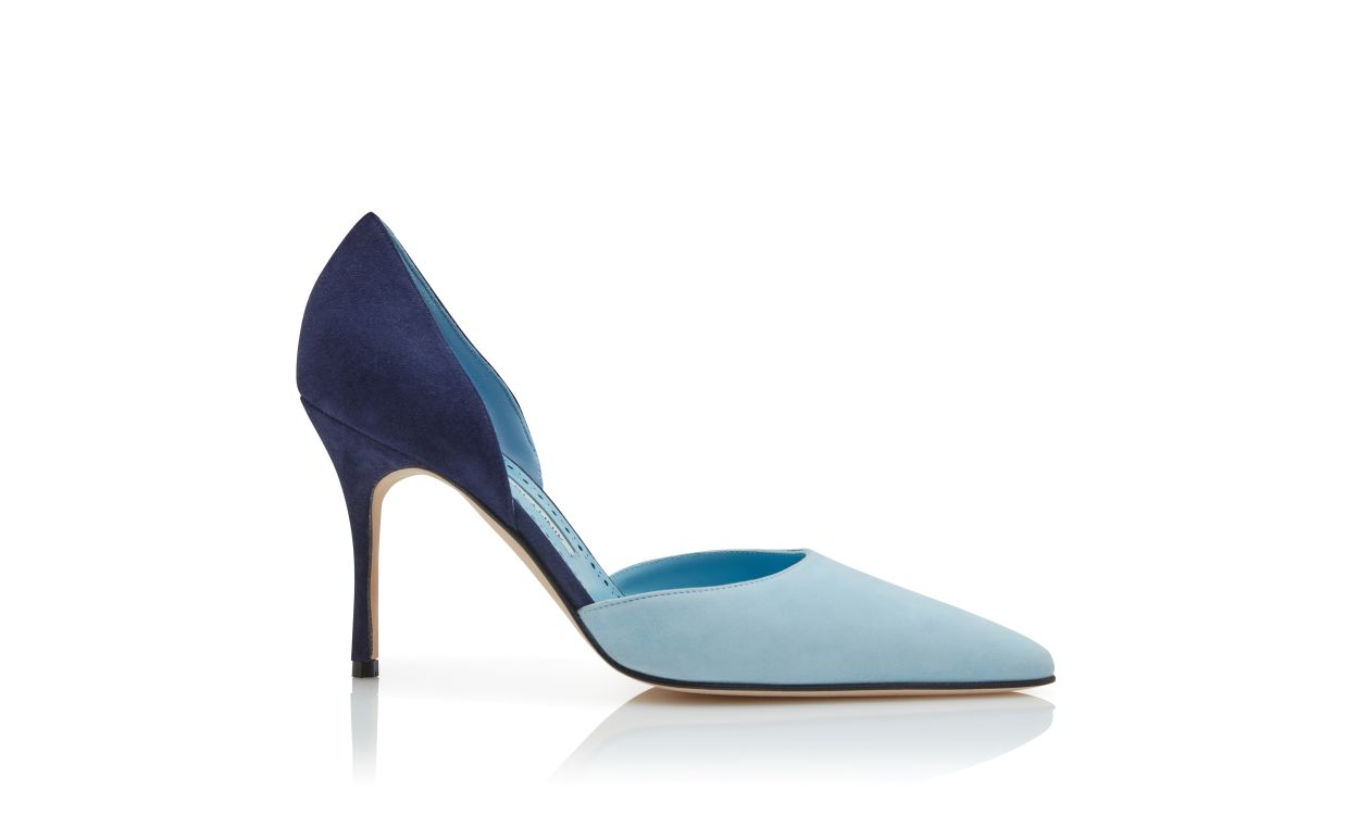 Blaue Suede D'Orsay-Pumps