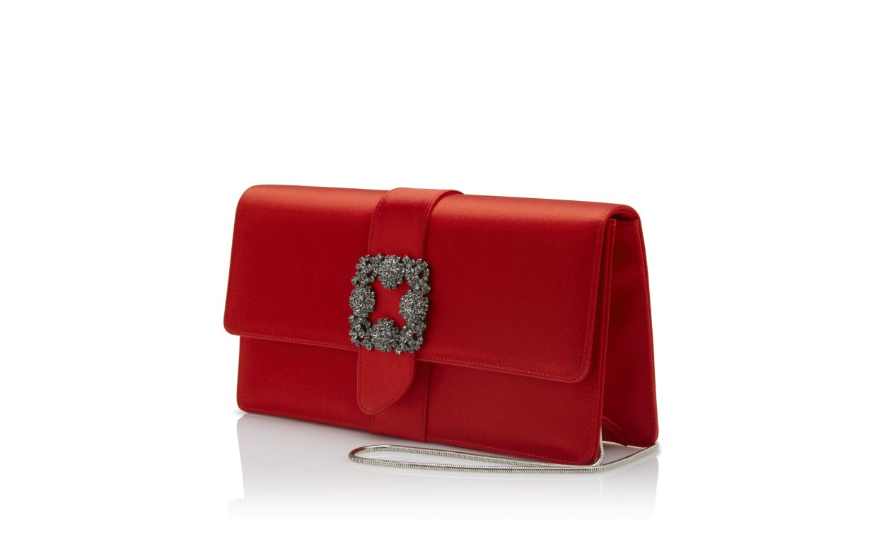 Rote Satin-Perlen-Schnalle-Clutch