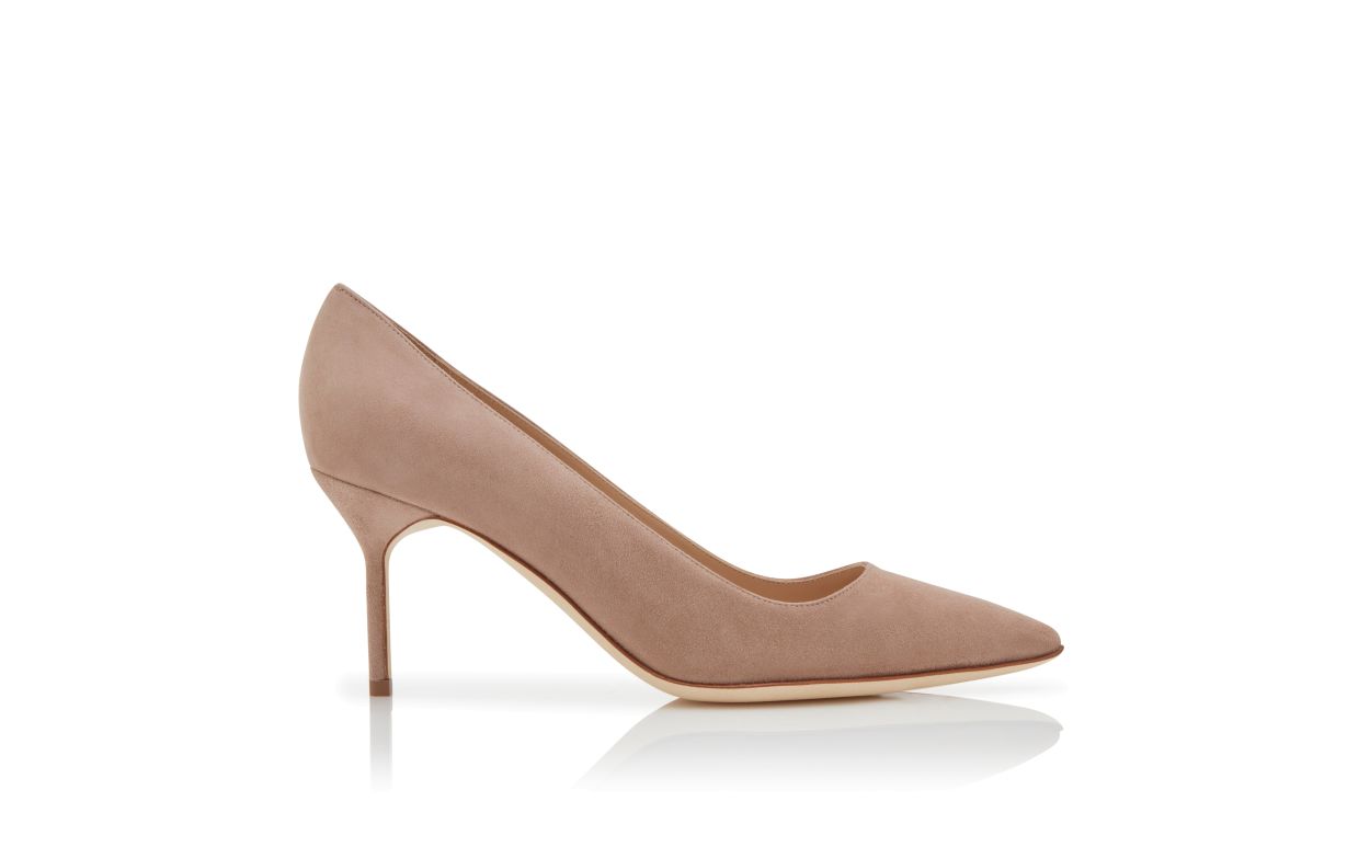 Helle Beige Wildleder-Pumps