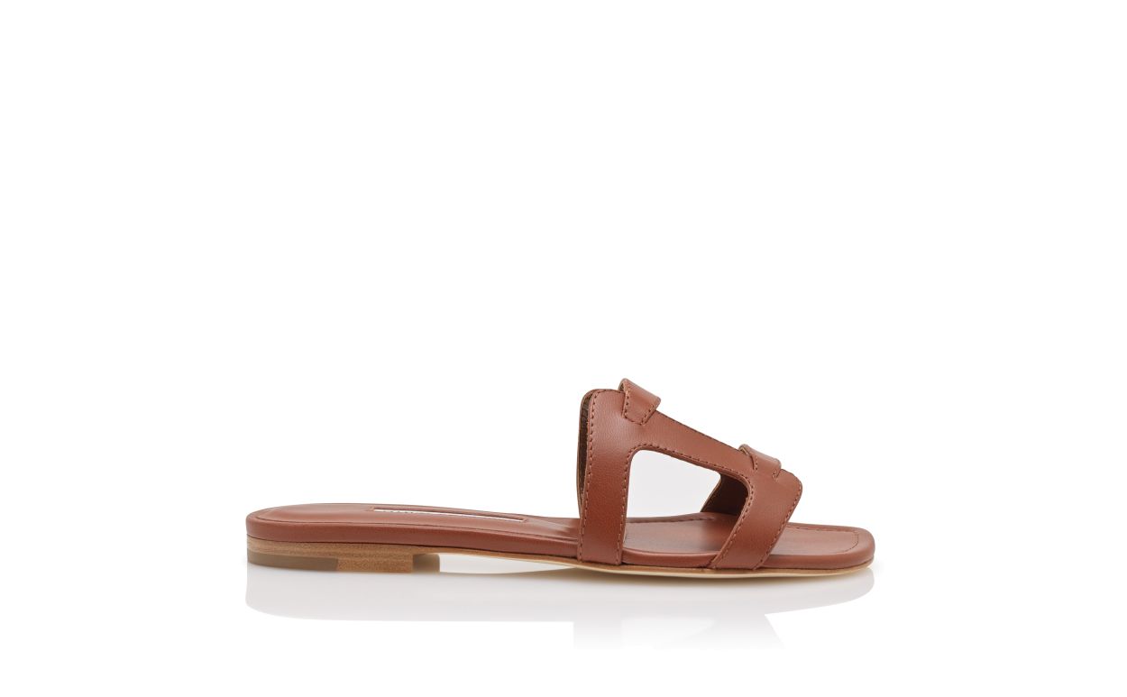 Braune Nappa-Leder-Platzsandalen