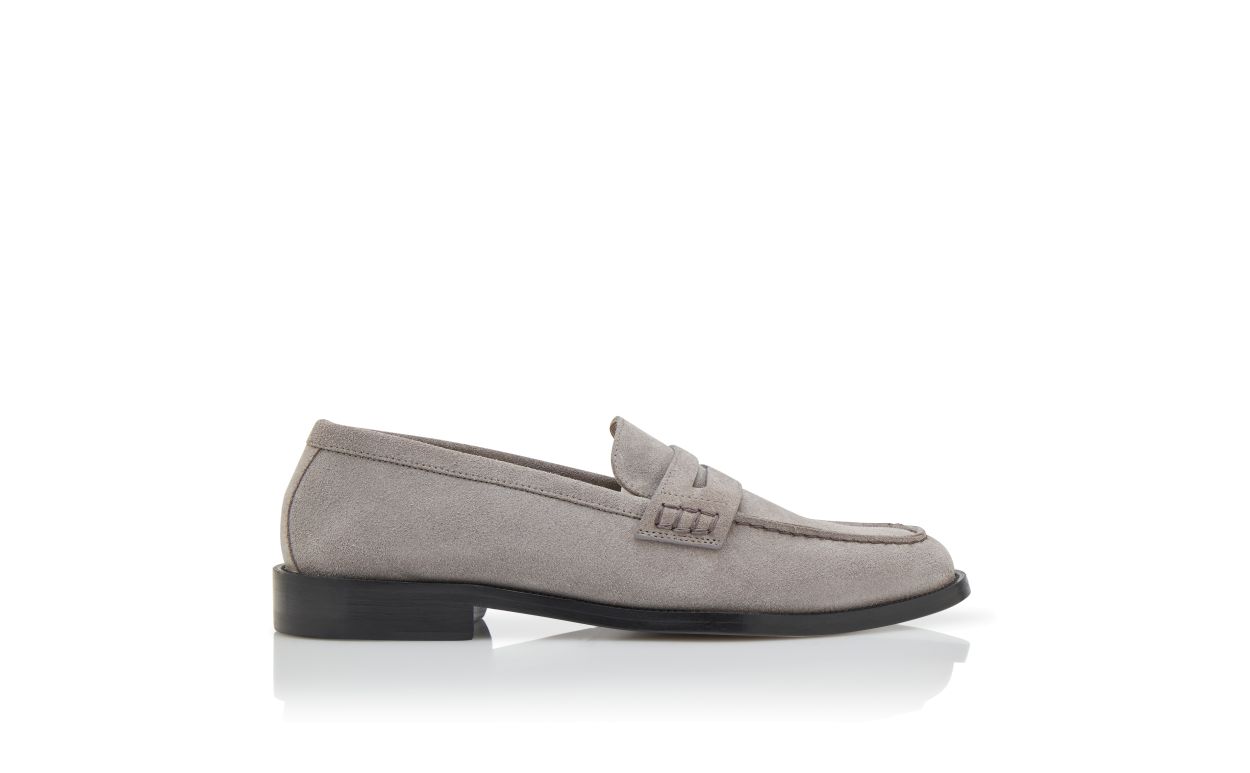 Graue Wildleder-Penny-Loafer