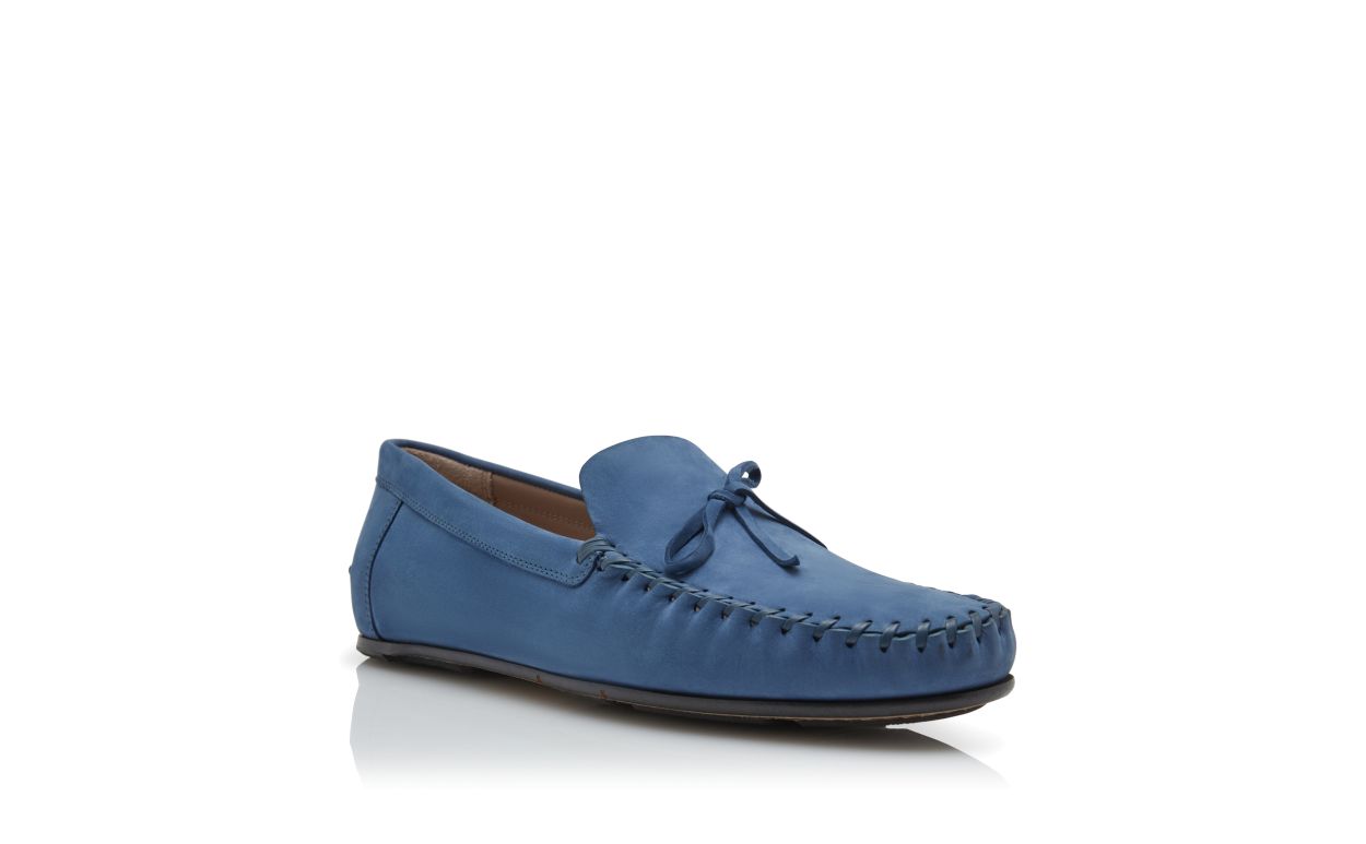 Blaue Nubukleder-Laufschuhe