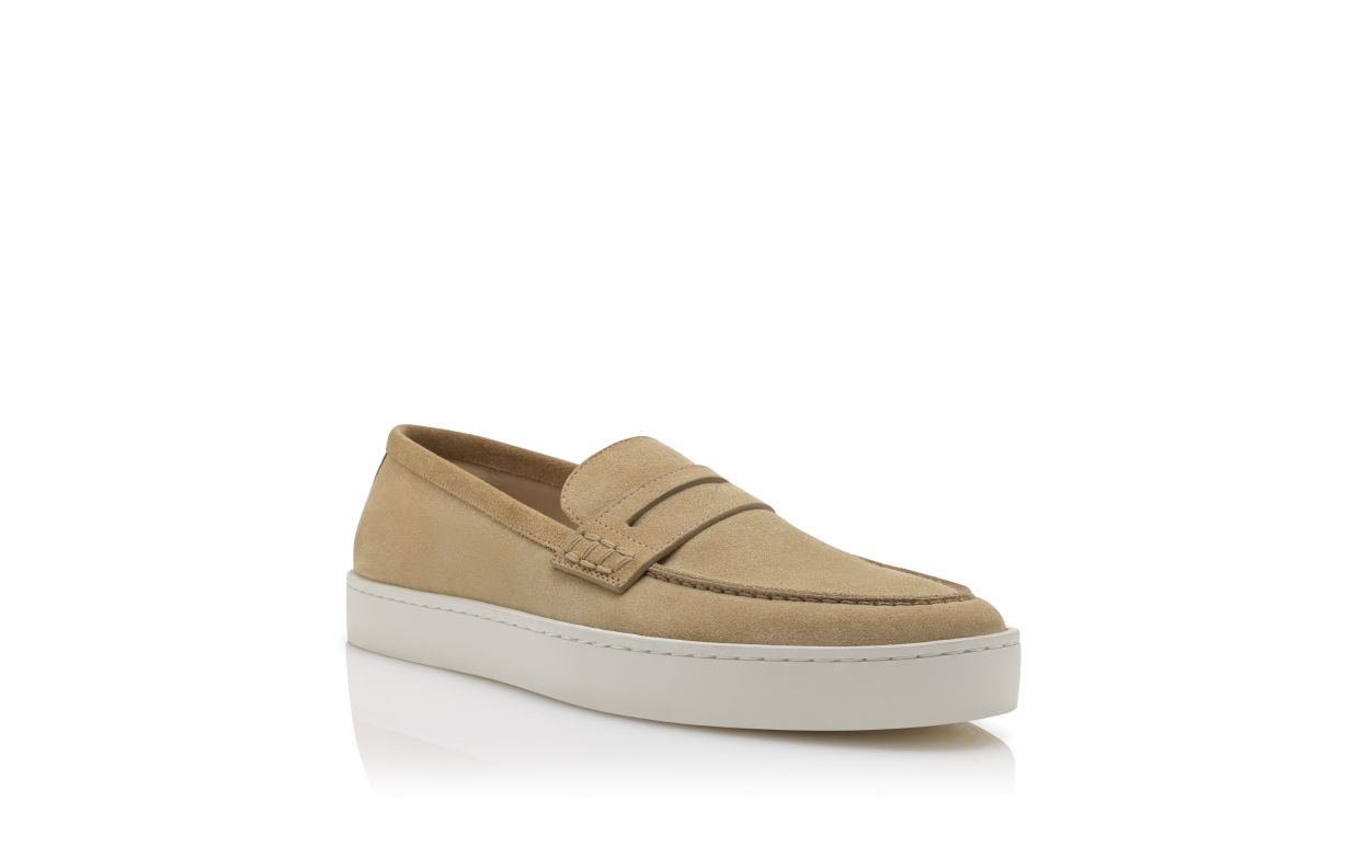 Helle Khaki Suede Slip-On Loafers