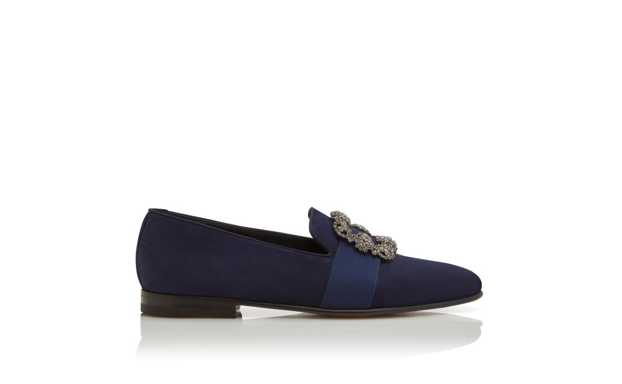 Marineblau aus Wildleder mit Juwelen-Schnalle