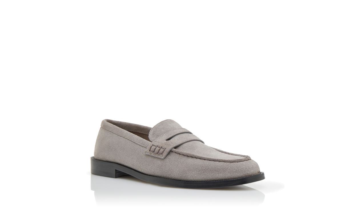 Graue Wildleder-Penny-Loafer