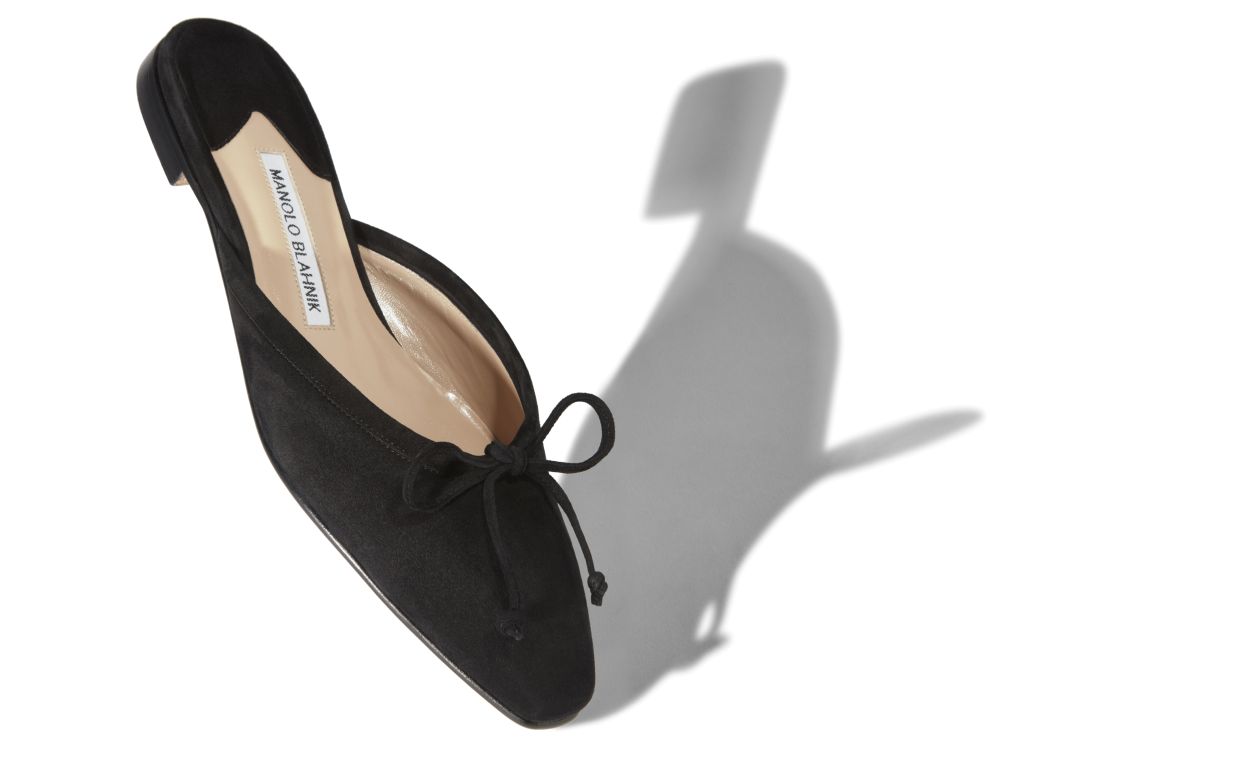Schwarze Suede-Flat-Mules