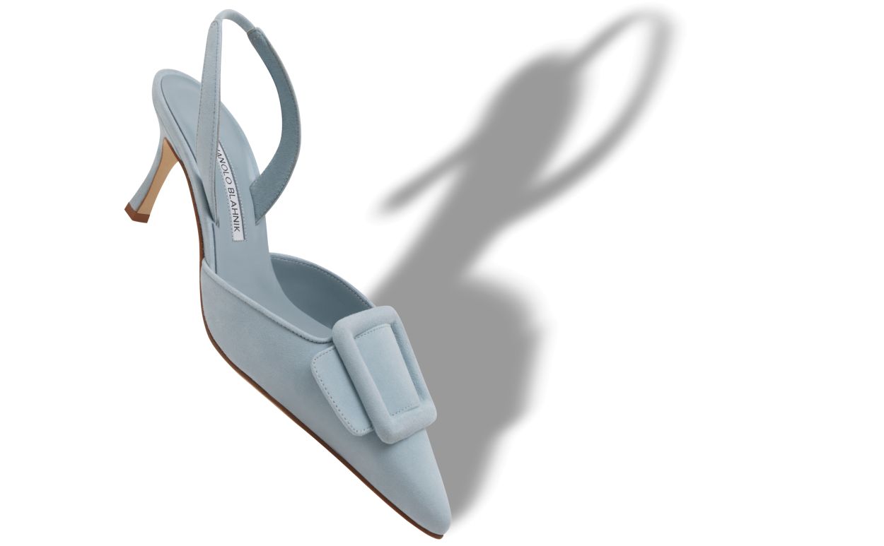 Leichtblaues Wildleder mit Schnallen-Details Slipper