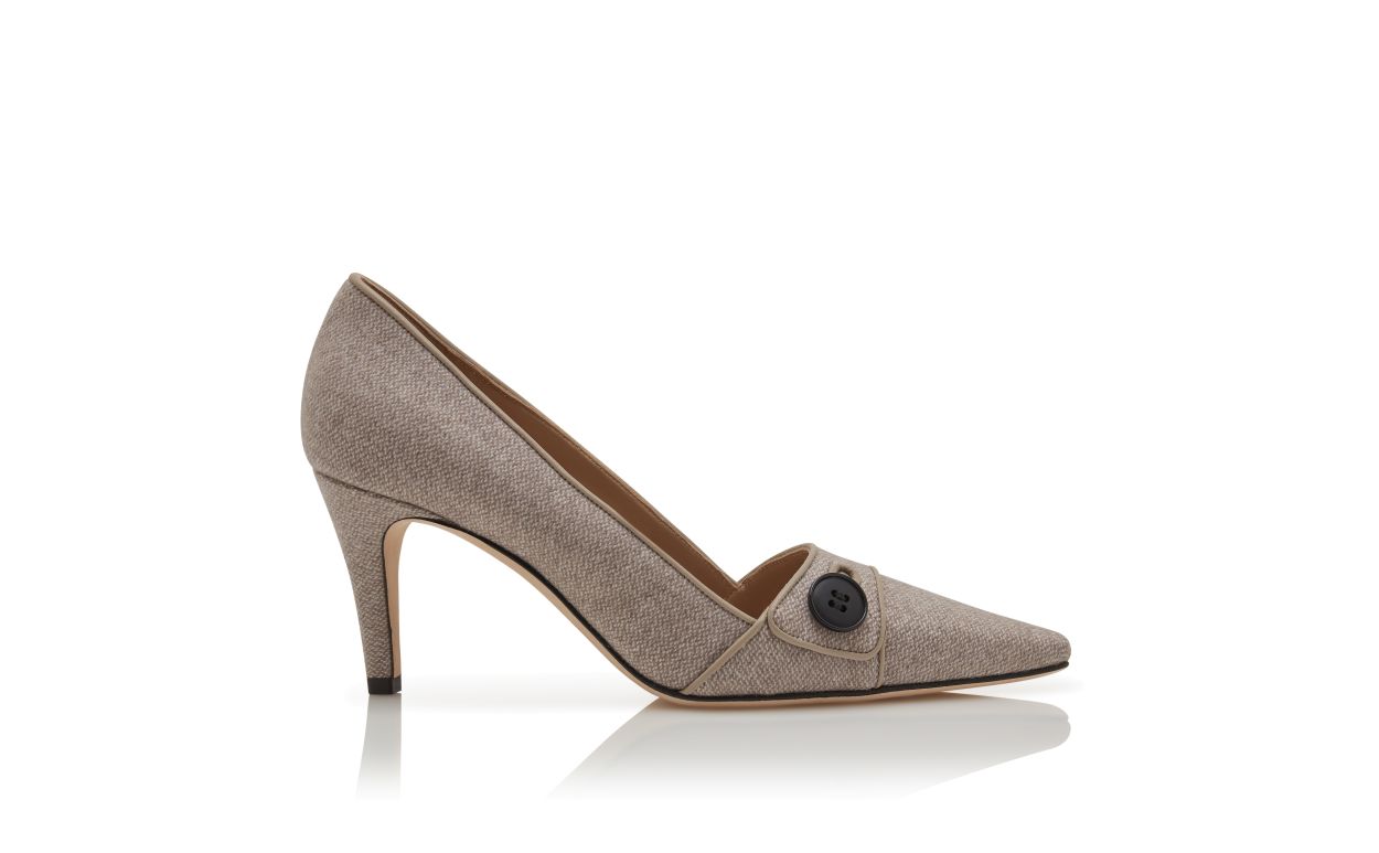Beige und Grau Woll-Pumps