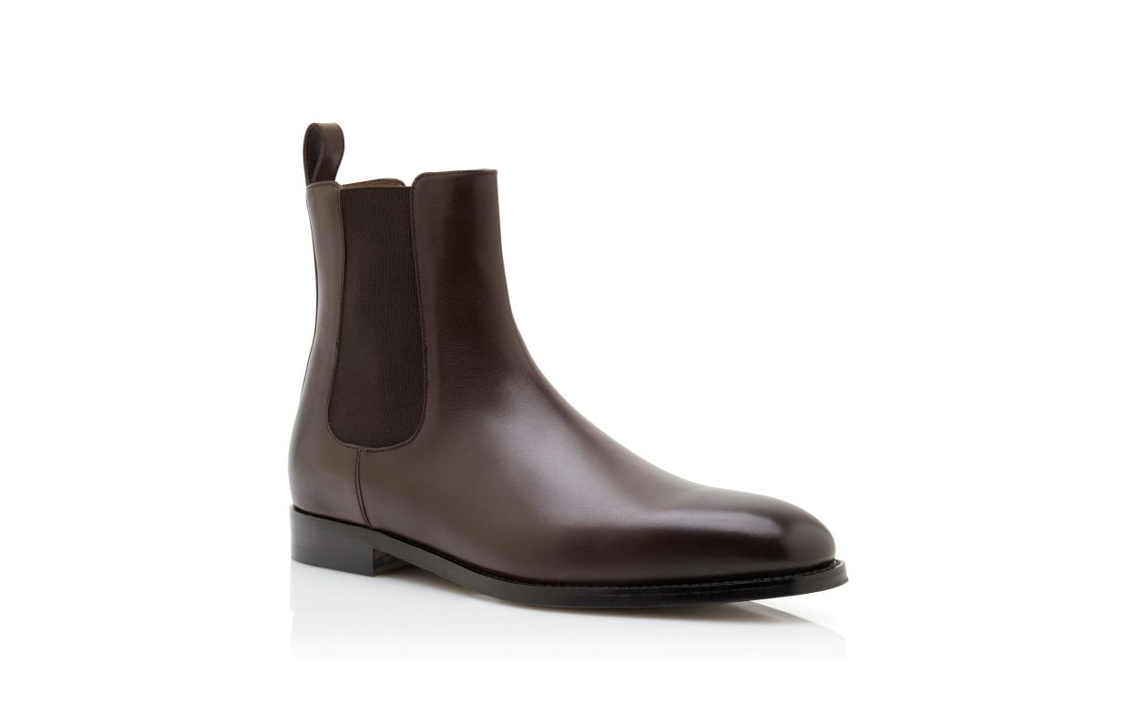 Braune Kalbsleder-Keilabsatz-Stiefel