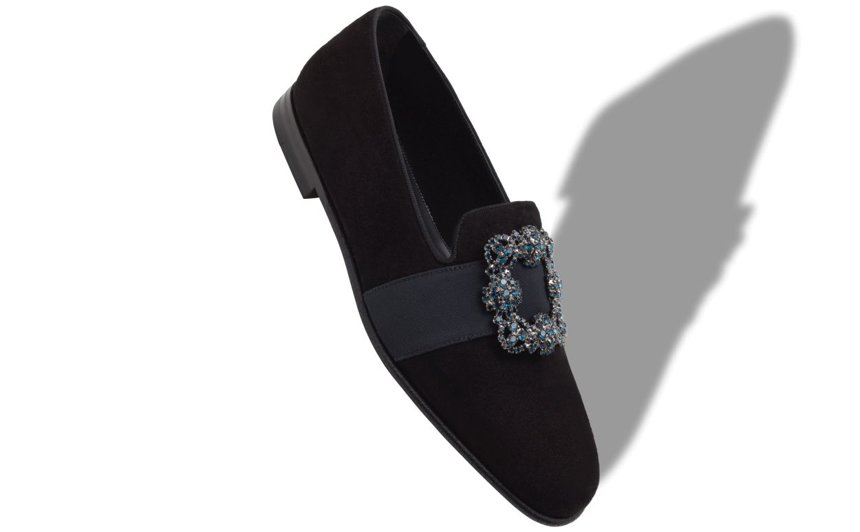 Schwarze Wildleder-Juwel-Schnürschuhe