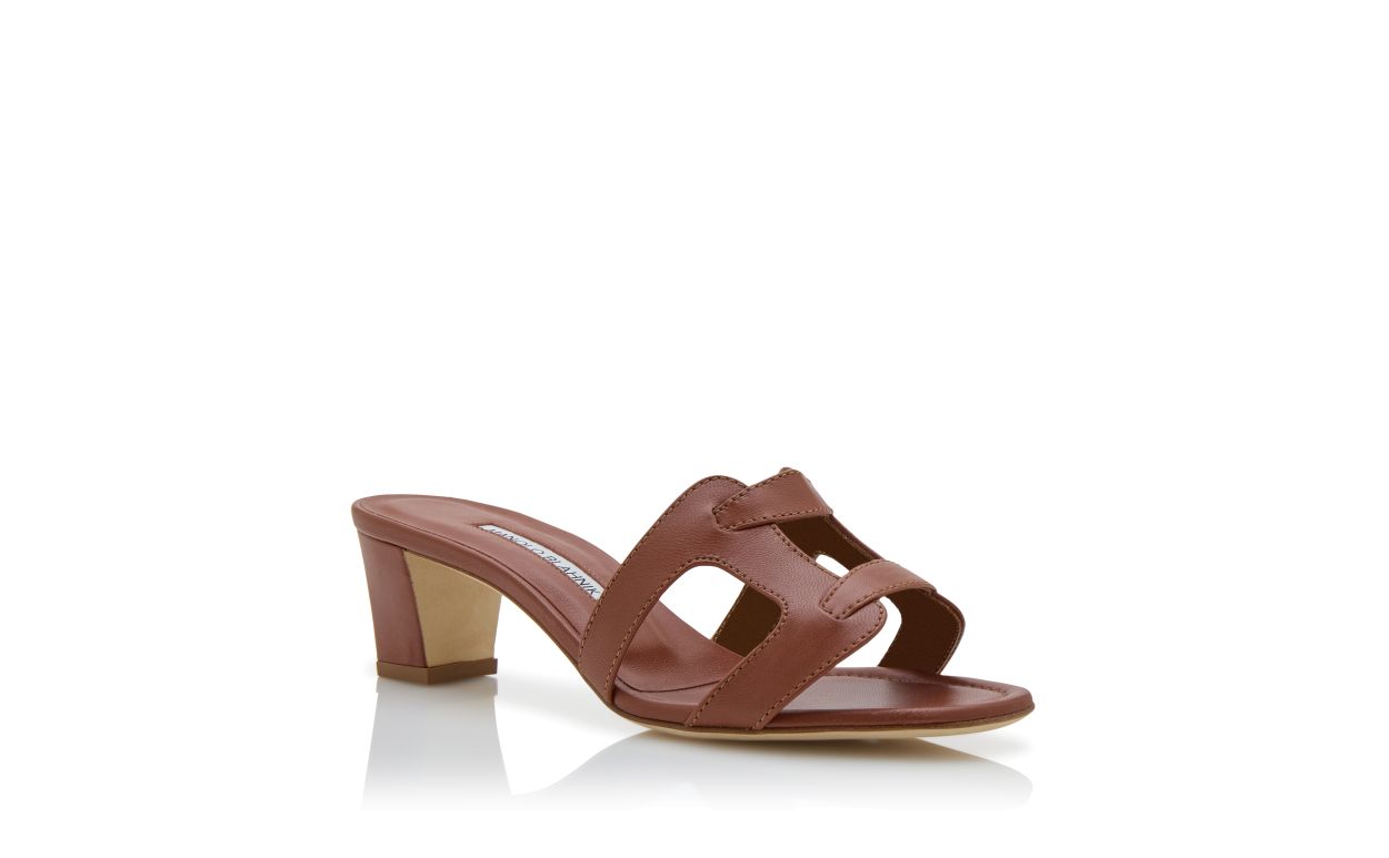 Braune Nappaleder-Offene-Zehen-Mules