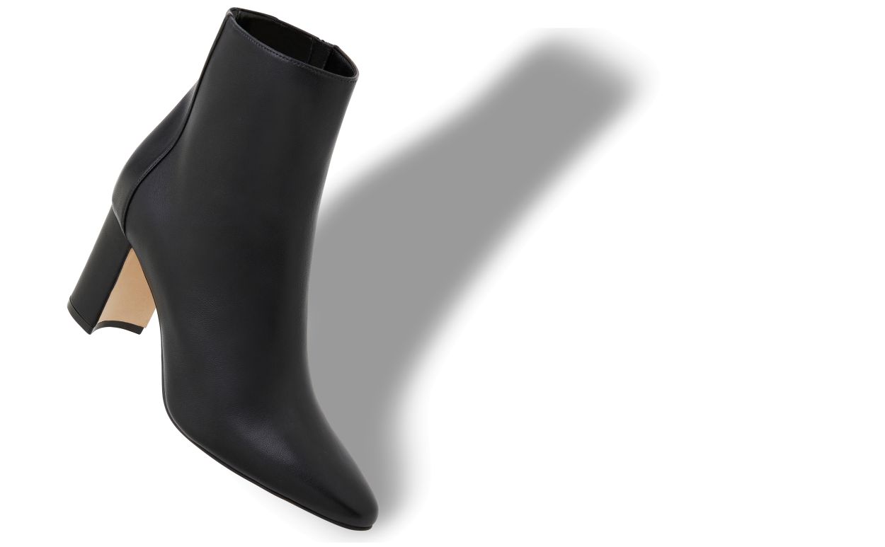 Schwarze Nappa-Leder-Keilabsatz-Stiefel