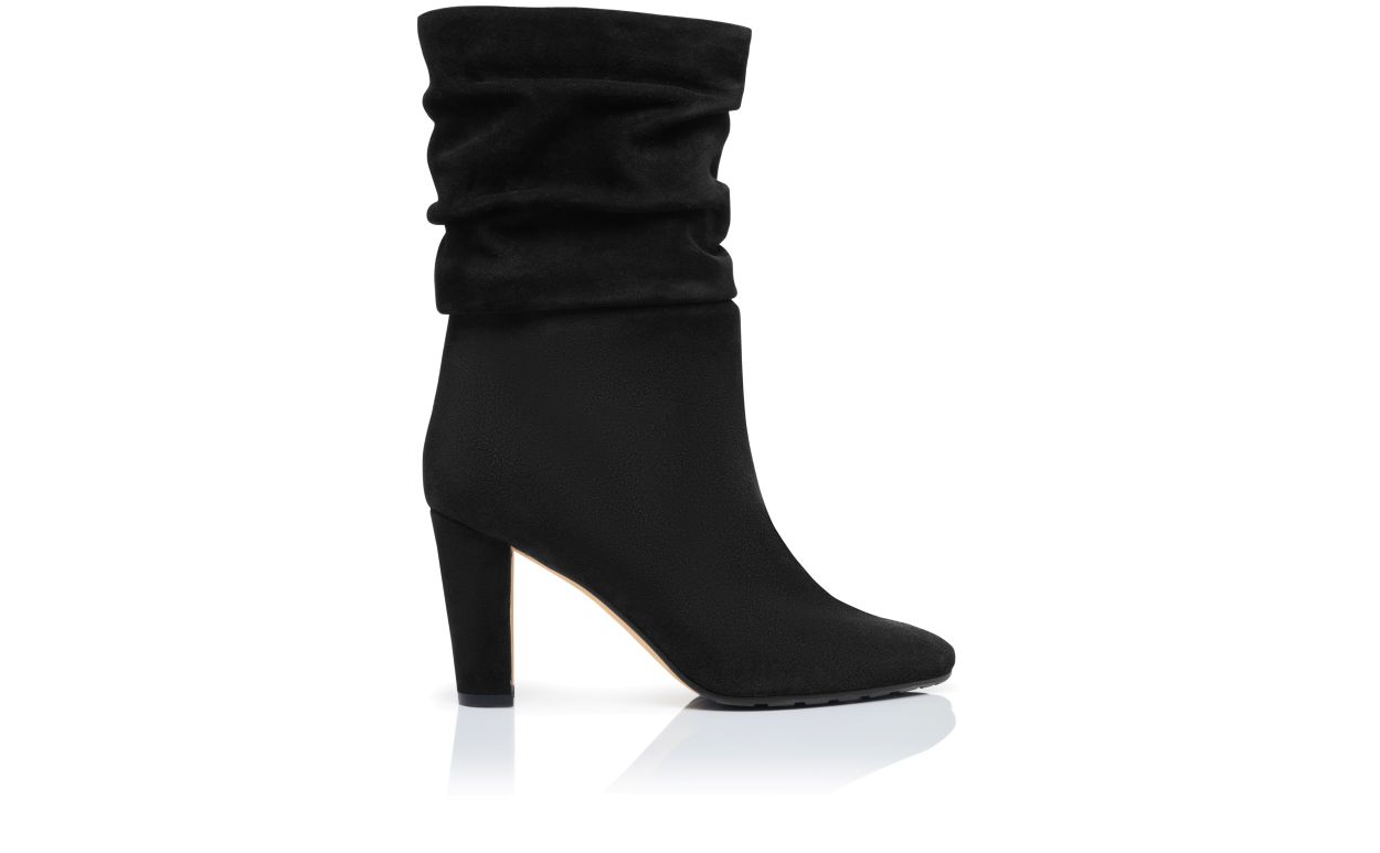 Schwarze Wildleder-Mid-Calf-Stiefel