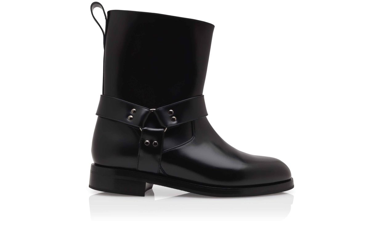 Schwarze Kalbsleder-Biker-Stiefel
