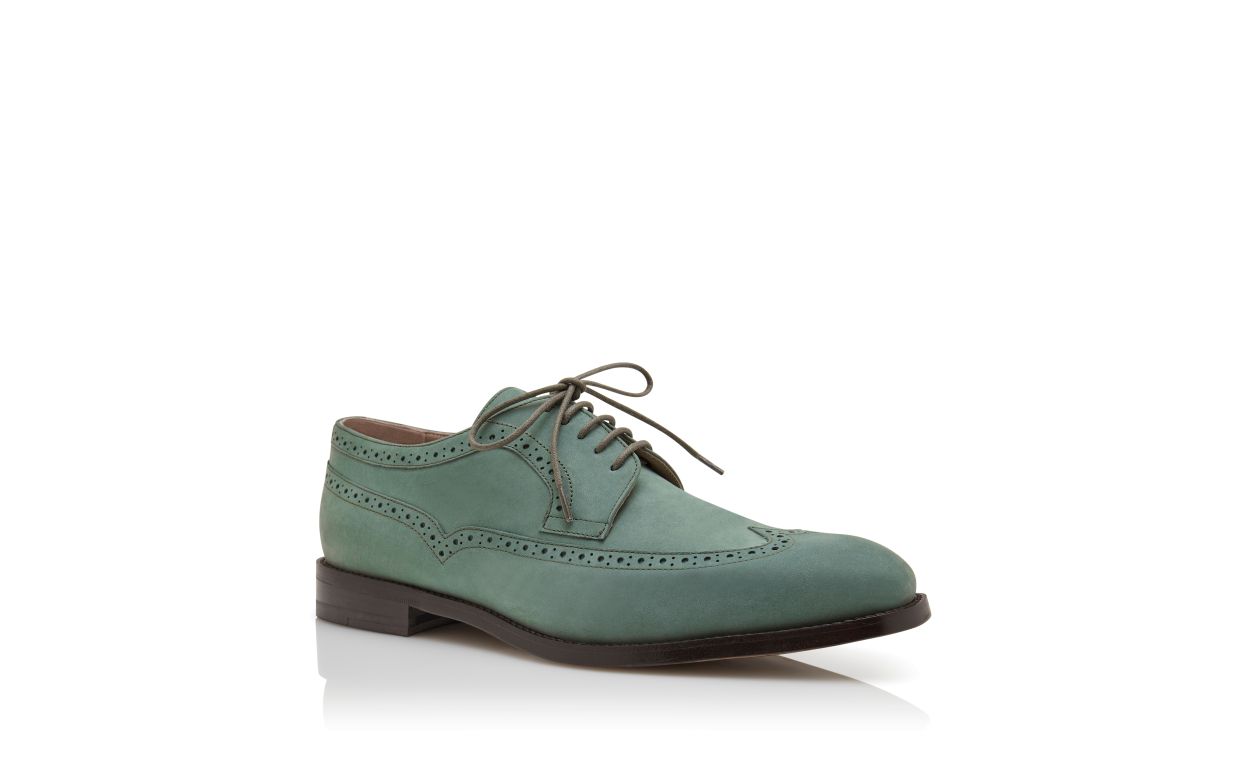 Dunkelgrüne Wildleder-Schnür-Oxfords