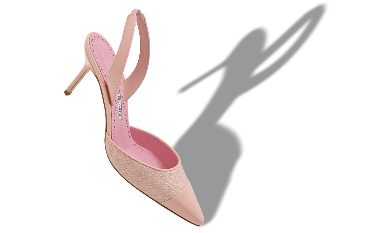 Helle Rosa Leinen-Slingback-Pumps