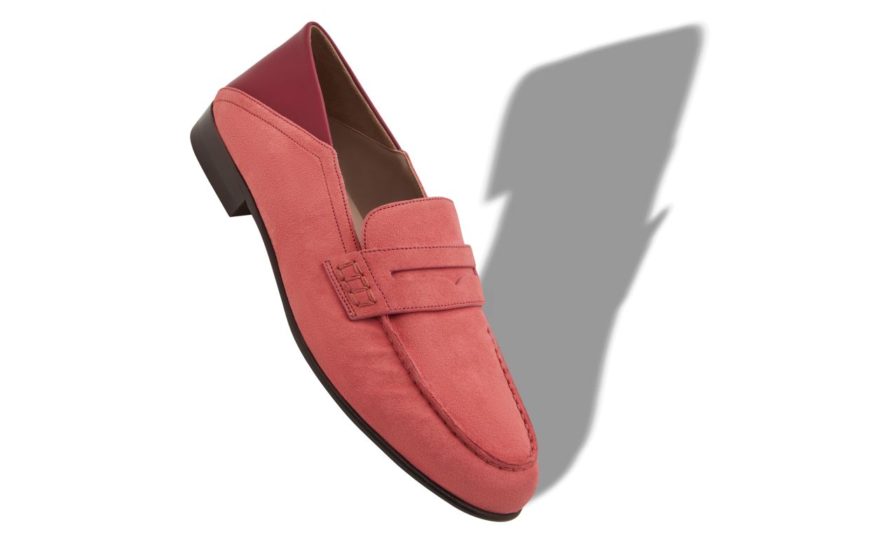 Rosa Wildleder-Penny-Loafer