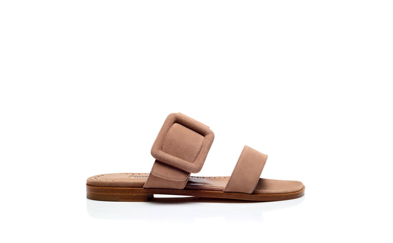 Leichtbeige Wildleder-Plattform-Sandalen