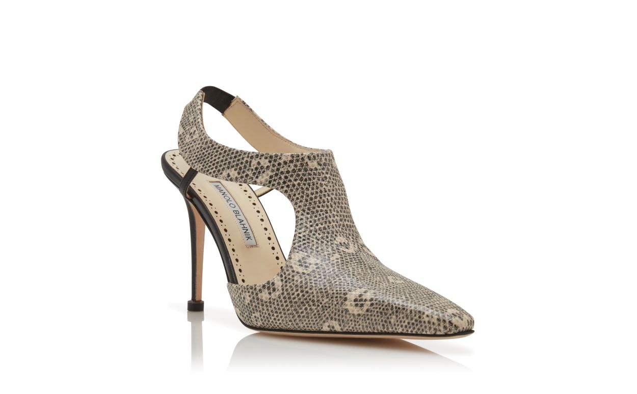 Lizard-Print-Kalbleder-T-Bar-Pumps