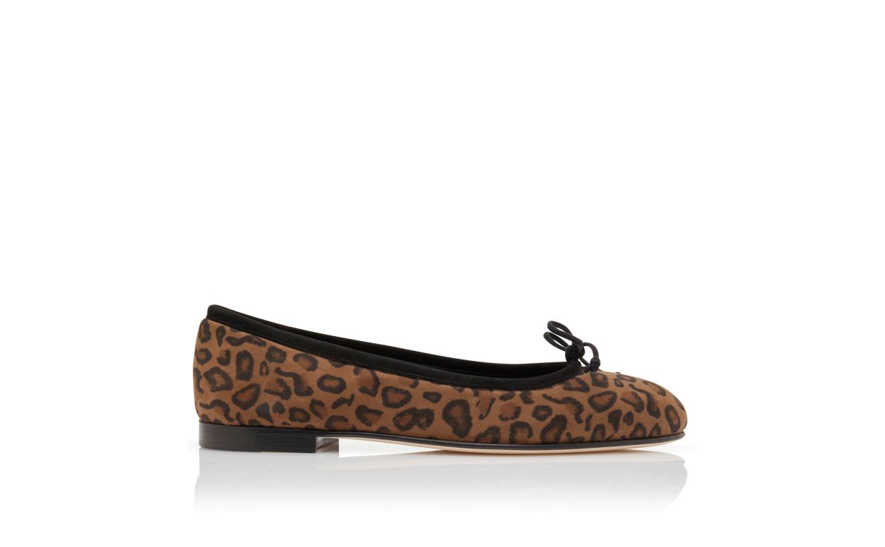 Braune Wildleder-Tierprint-Ballerinas