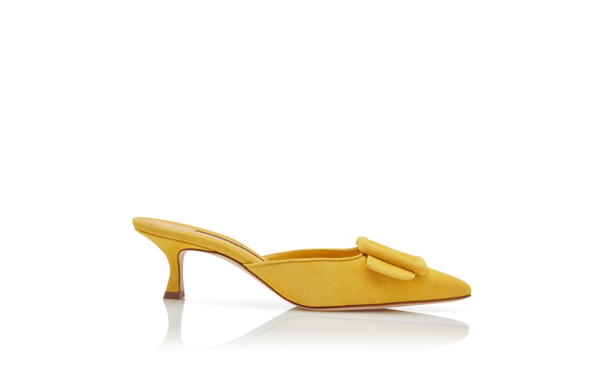 Gelbe Suede-Schnürschuhe