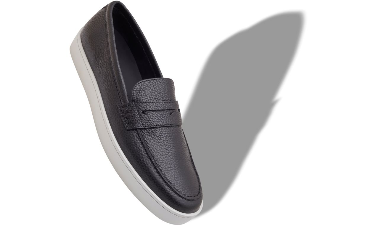 Schwarze Kalbsleder Slip-On Loafers