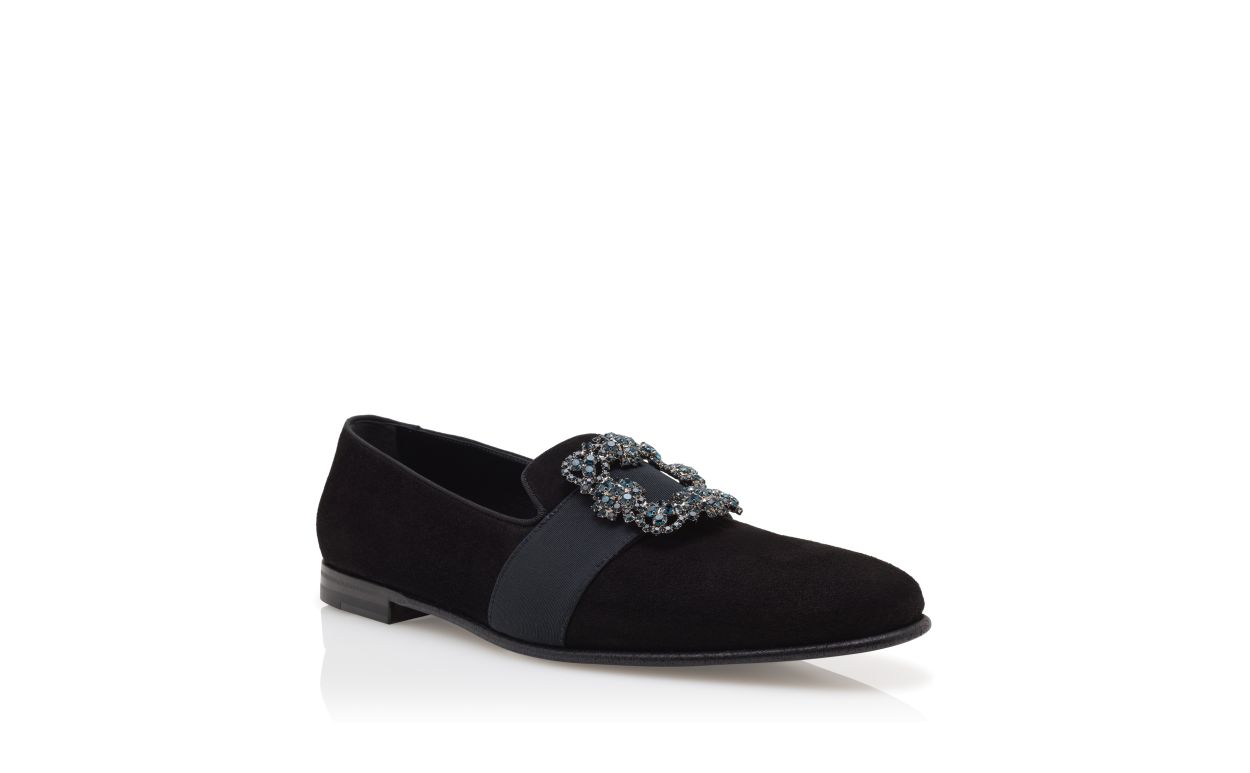 Schwarze Wildleder-Juwel-Schnürschuhe