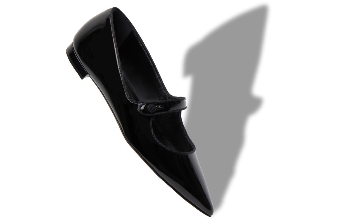 Schwarze Lackleder Mary-Jane-Flachpumps