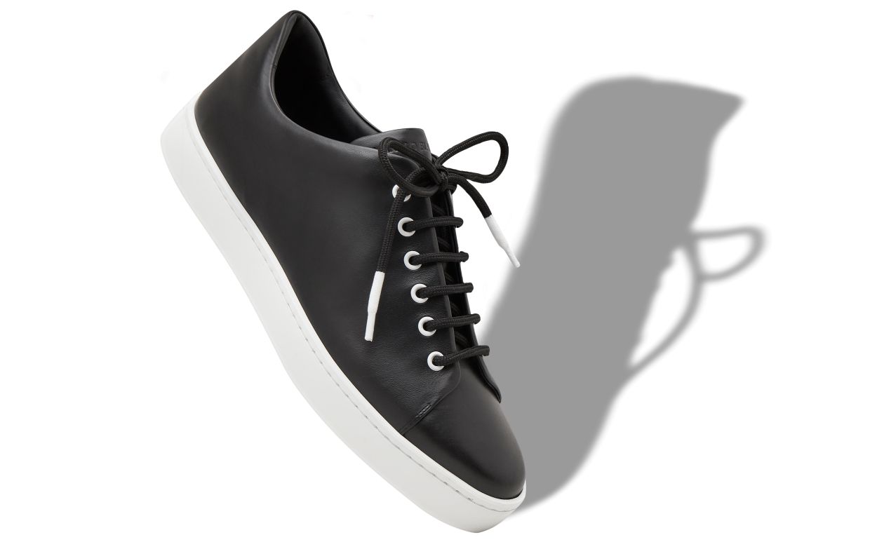 Schwarze Kalbsleder-Low-Cut-Sneaker