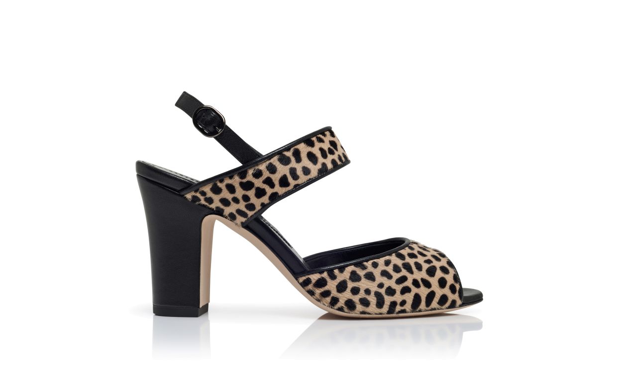 Tiermuster-Kalbsleder-Slingback-Sandalen