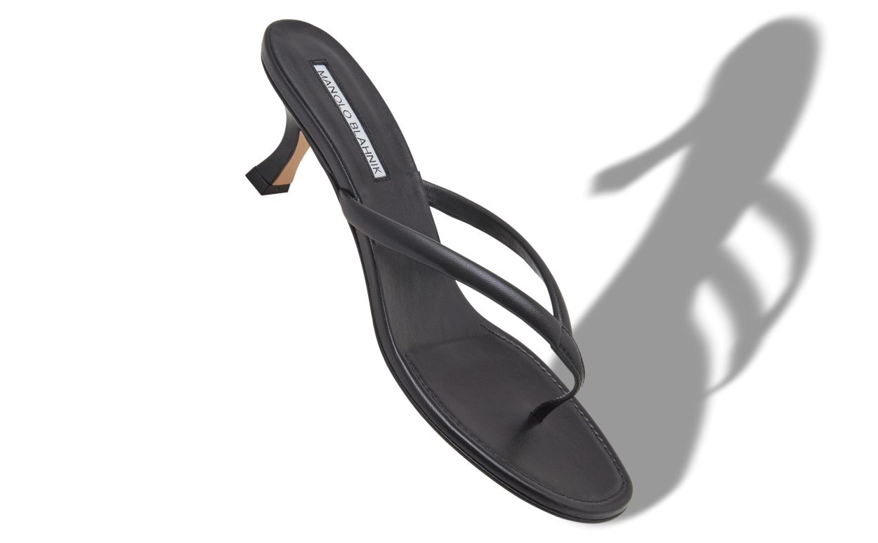 Schwarze Nappa-Leder-Zehe-Sandalen