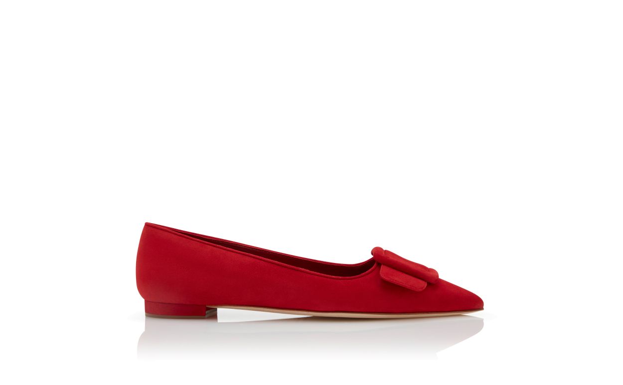 Rote Wildleder-Schnürschuhe mit Schnallen-Detail
