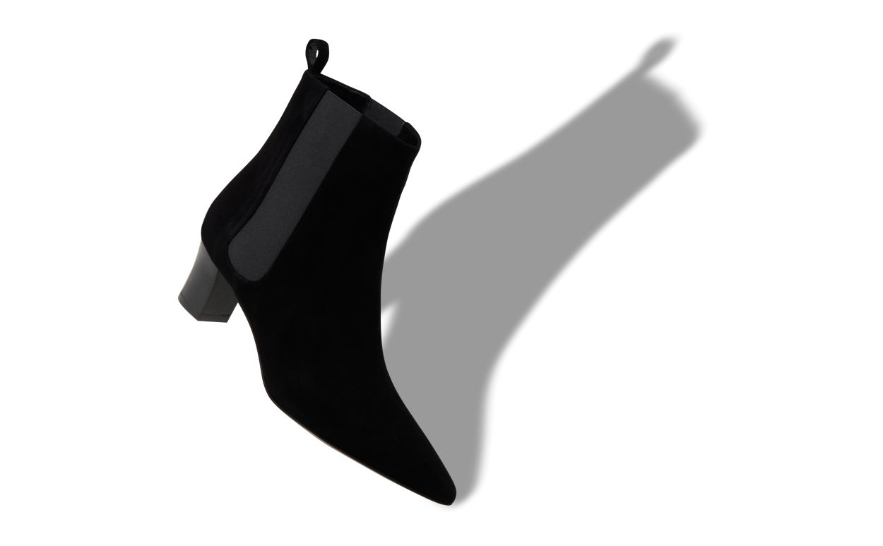 Schwarze Wildleder-Keilabsatz-Stiefel
