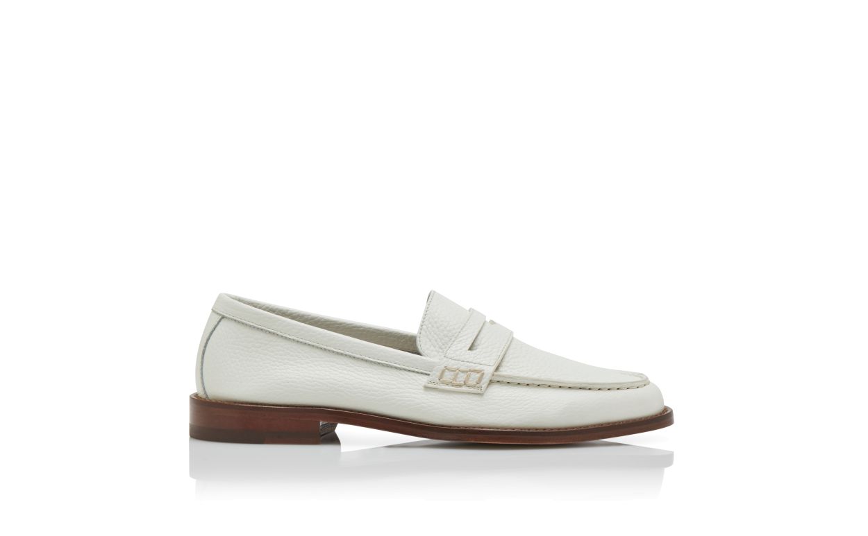 Weiße Kalbsleder Penny Loafers