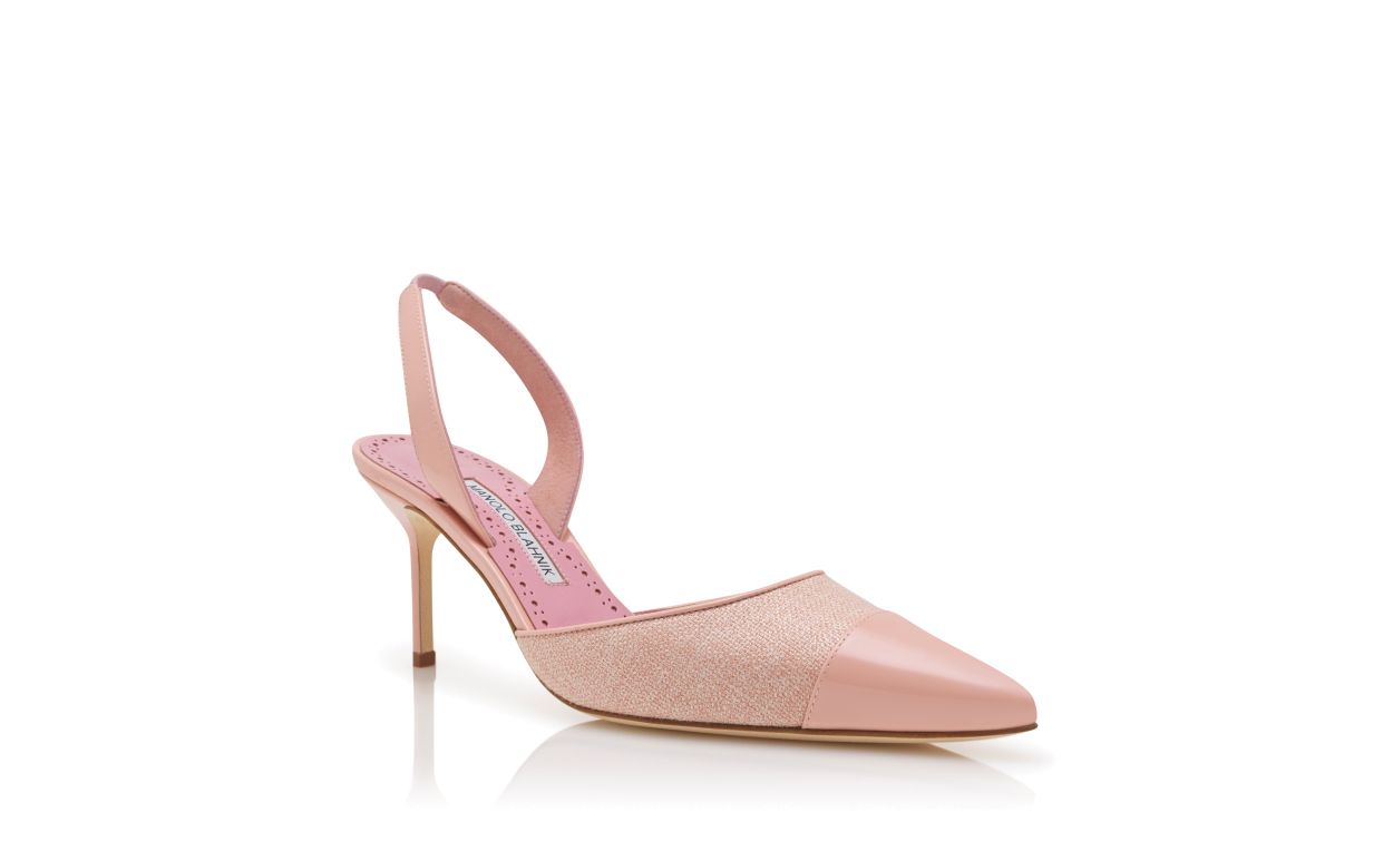 Helle Rosa Leinen-Slingback-Pumps