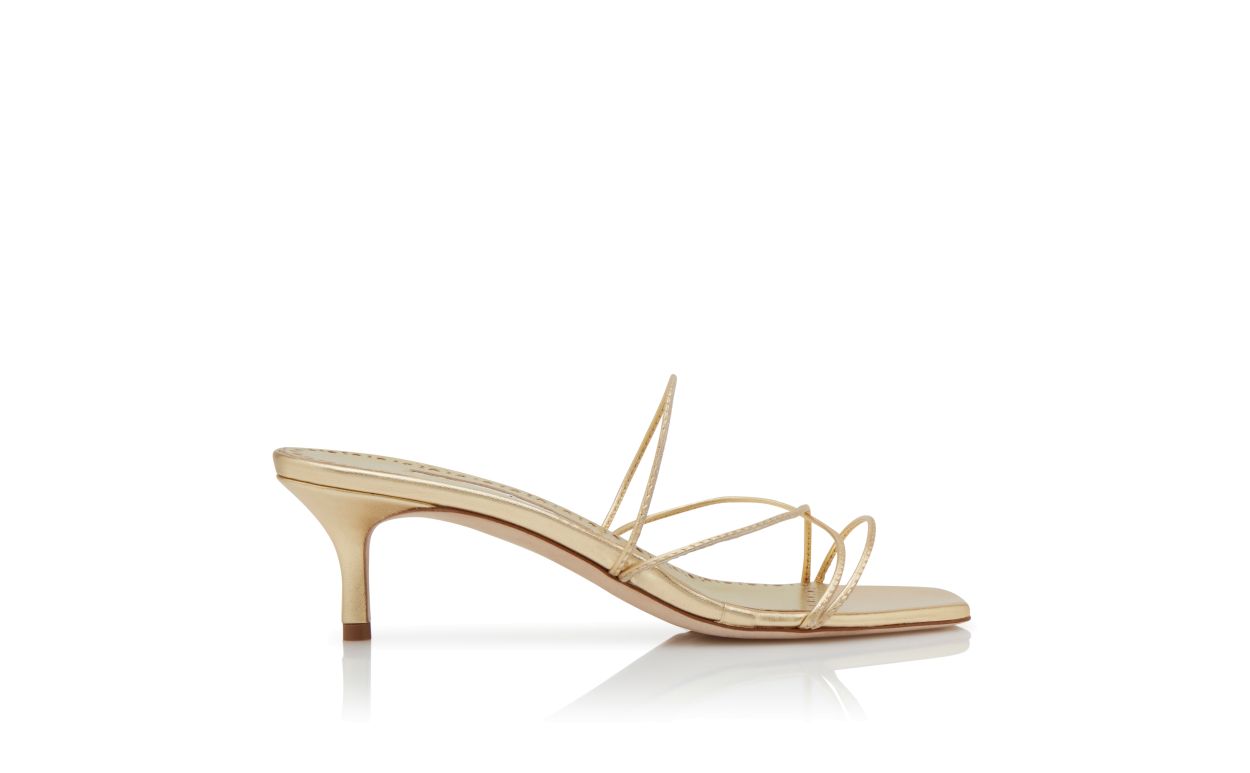 Gold-Nappa-Leder-Sandalen mit offener Zehe