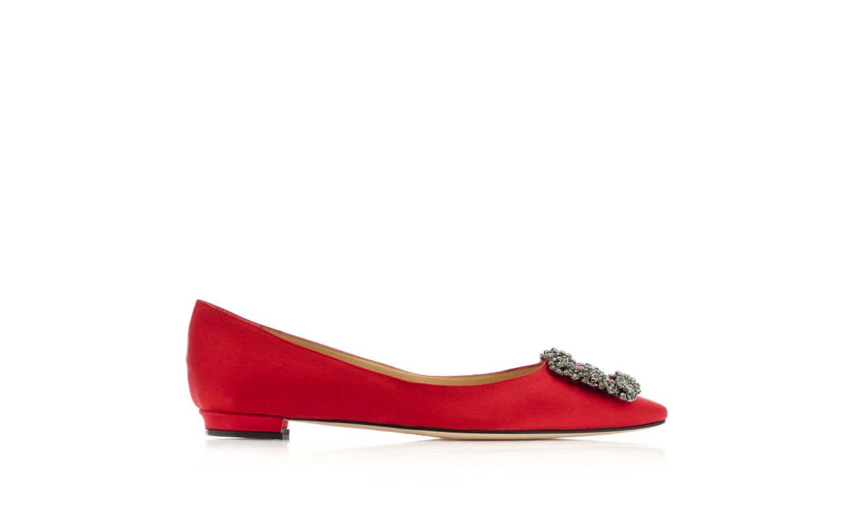 Rote Satin-Steck-Schuhpumps