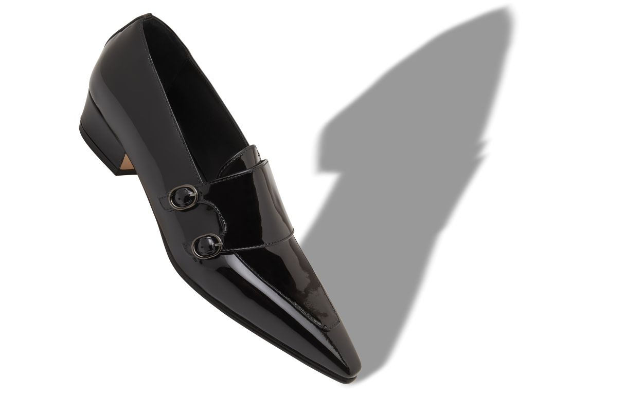 Schwarze Glattleder-Laufschuhe